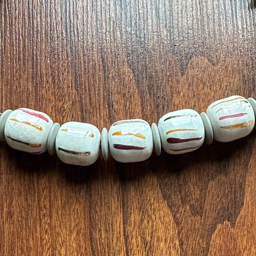 🟡🟡Vintage Artisan Beaded Necklace with Earthy Tones🟡🟡